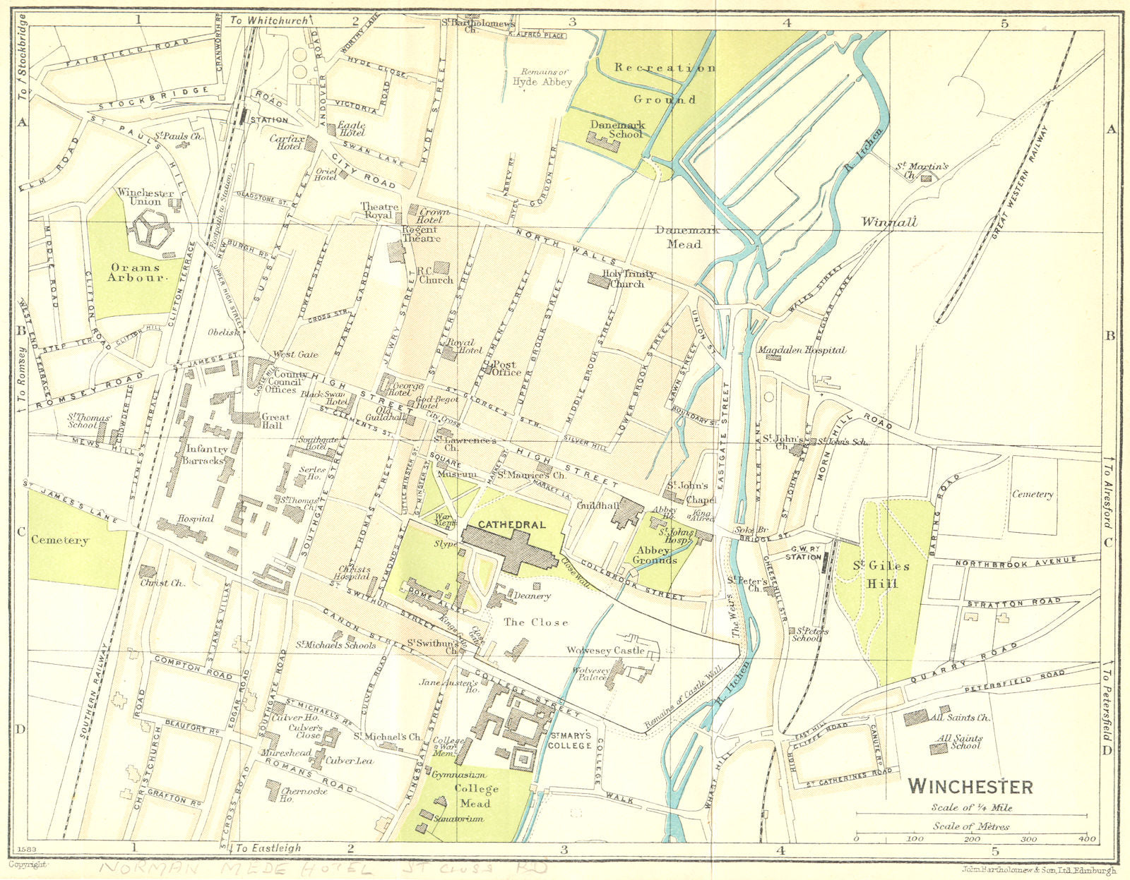 HANTS. Winchester 1930 old vintage map plan chart